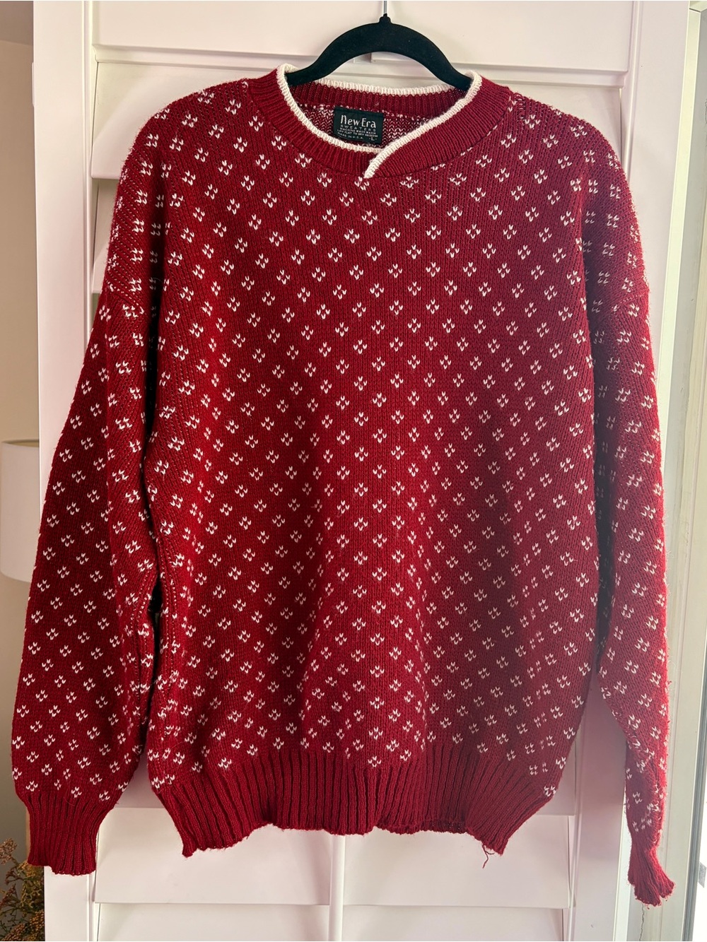 Vintage Nee Era Red Patterned Crewneck Sweater